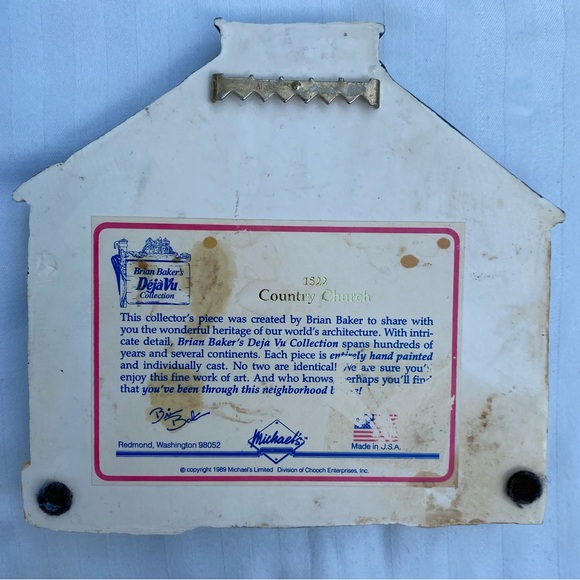 Vintage 1989 Brian Baker’s Deja Vu Collection “1522 Country Church” Wall Hanging - Picture 5 of 6